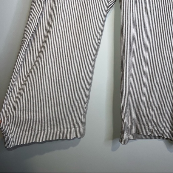 J. Jill Tan and White Striped Linen Blend Cropped Pants - Picture 5 of 9